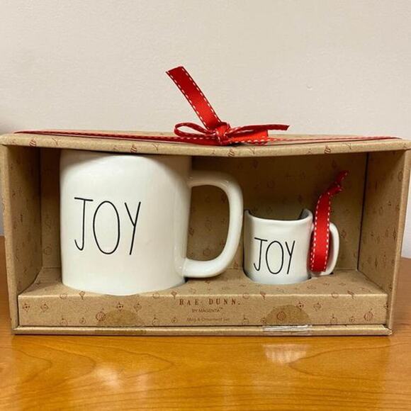 Rae Dunn Christmas Joy Mug & Mini Mug Ornament Set - Picture 1 of 4